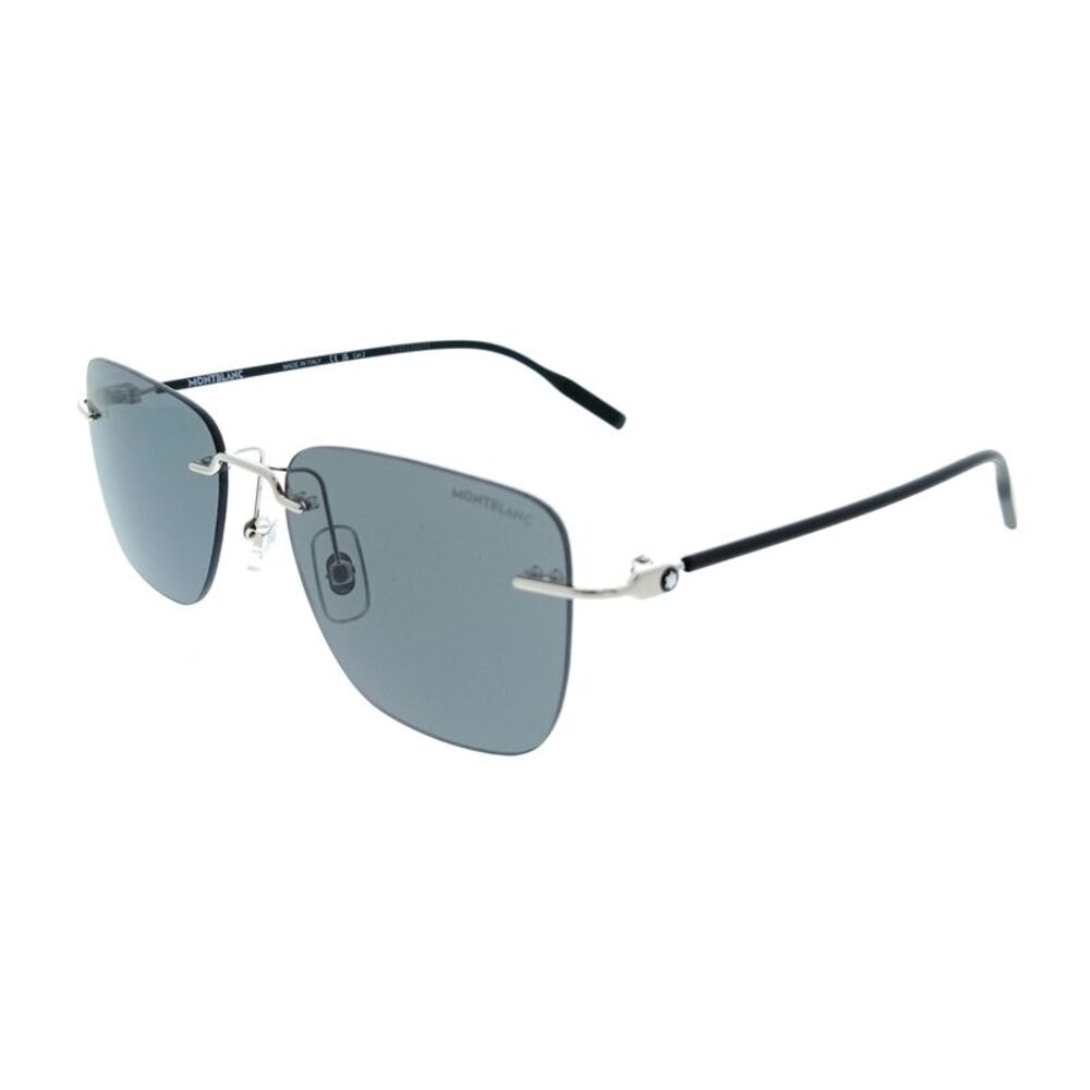 Montblanc MB0470S-002 Silver Rimless Square Mens Sunglasses